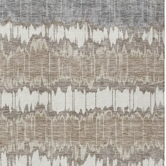 Taupe Brown And Ivory Striped Washable Indoor Outdoor Area Rug Photo 4