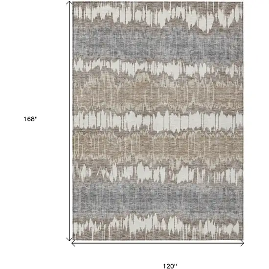 Taupe Brown And Ivory Striped Washable Indoor Outdoor Area Rug Photo 7