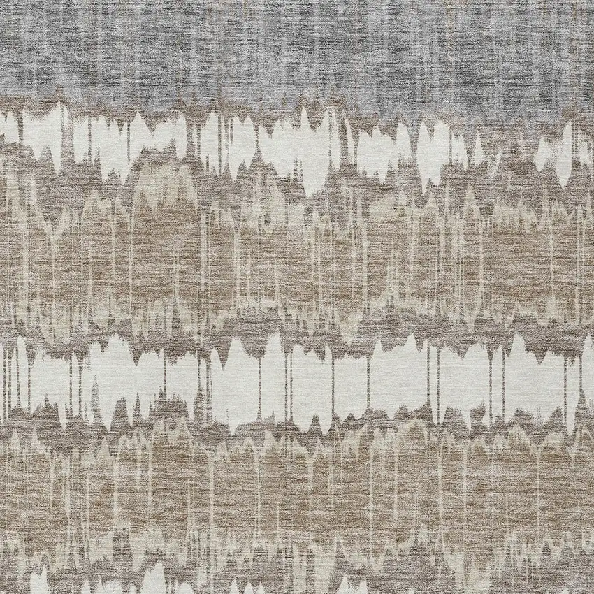 Taupe Brown And Ivory Striped Washable Indoor Outdoor Area Rug Photo 4
