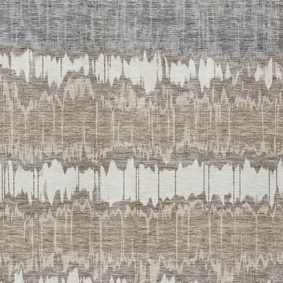 Taupe Brown And Ivory Striped Washable Indoor Outdoor Area Rug Photo 4