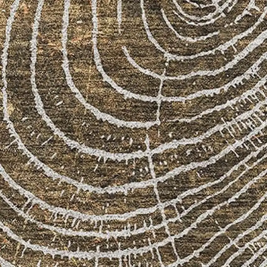 Taupe Brown And Ivory Woodland Lodge Washable Area Rug With UV Protection Photo 4