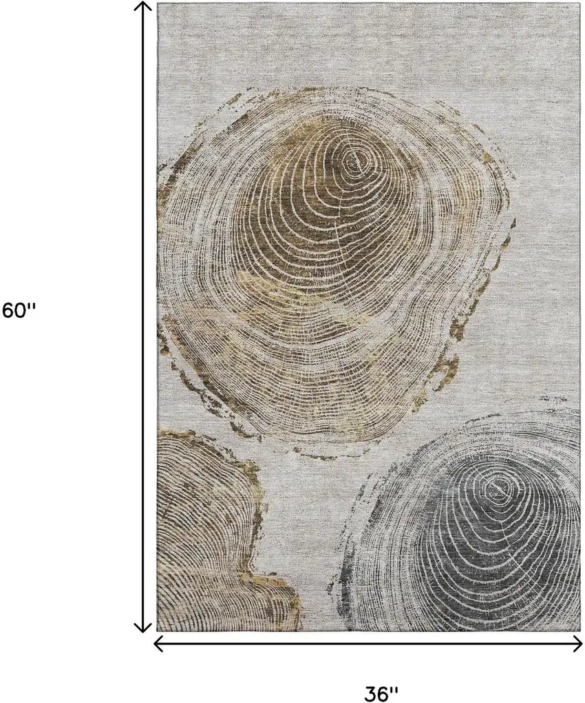 Taupe Brown And Ivory Woodland Lodge Washable Area Rug With UV Protection Photo 7