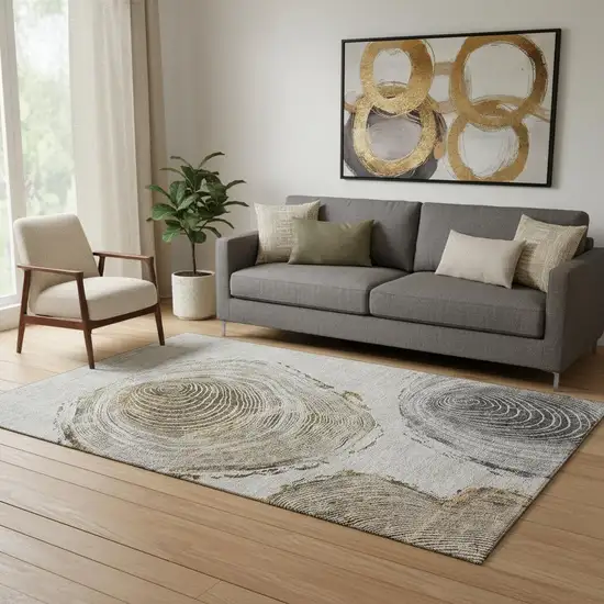 Taupe Brown And Ivory Woodland Lodge Washable Area Rug With UV Protection Photo 1