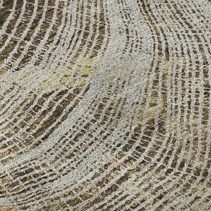 Taupe Brown And Ivory Woodland Lodge Washable Area Rug With UV Protection Photo 9