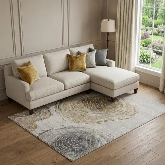 Taupe Brown And Ivory Faux Bois Washable Area Rug With UV Protection Photo 1