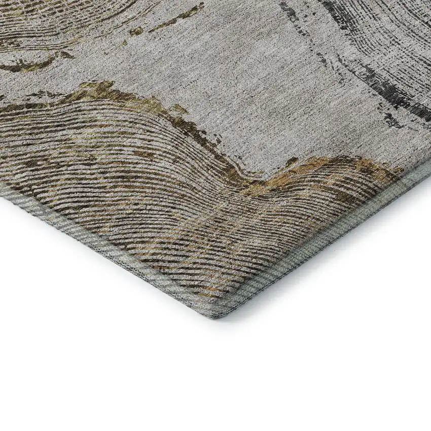 Taupe Brown And Ivory Woodland Lodge Washable Area Rug With UV Protection Photo 7