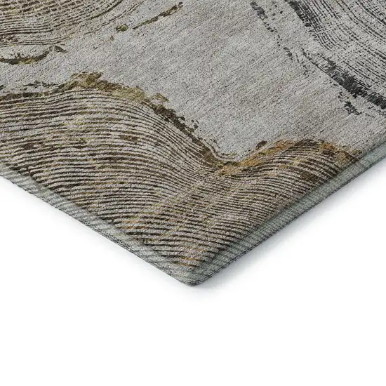 Taupe Brown And Ivory Woodland Lodge Washable Area Rug With UV Protection Photo 7