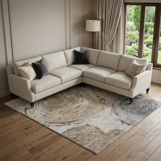 Taupe Brown And Ivory Woodland Lodge Washable Area Rug With UV Protection Photo 1