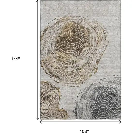 Taupe Brown And Ivory Woodland Lodge Washable Area Rug With UV Protection Photo 3