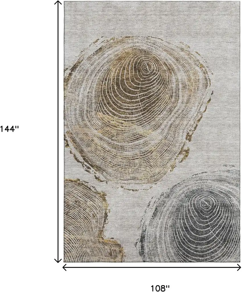 Taupe Brown And Ivory Woodland Lodge Washable Area Rug With UV Protection Photo 3