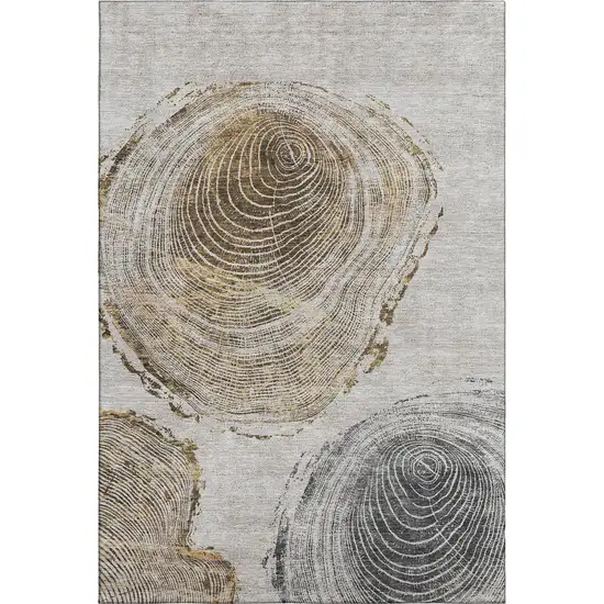 Taupe Brown And Ivory Woodland Lodge Washable Area Rug With UV Protection Photo 2