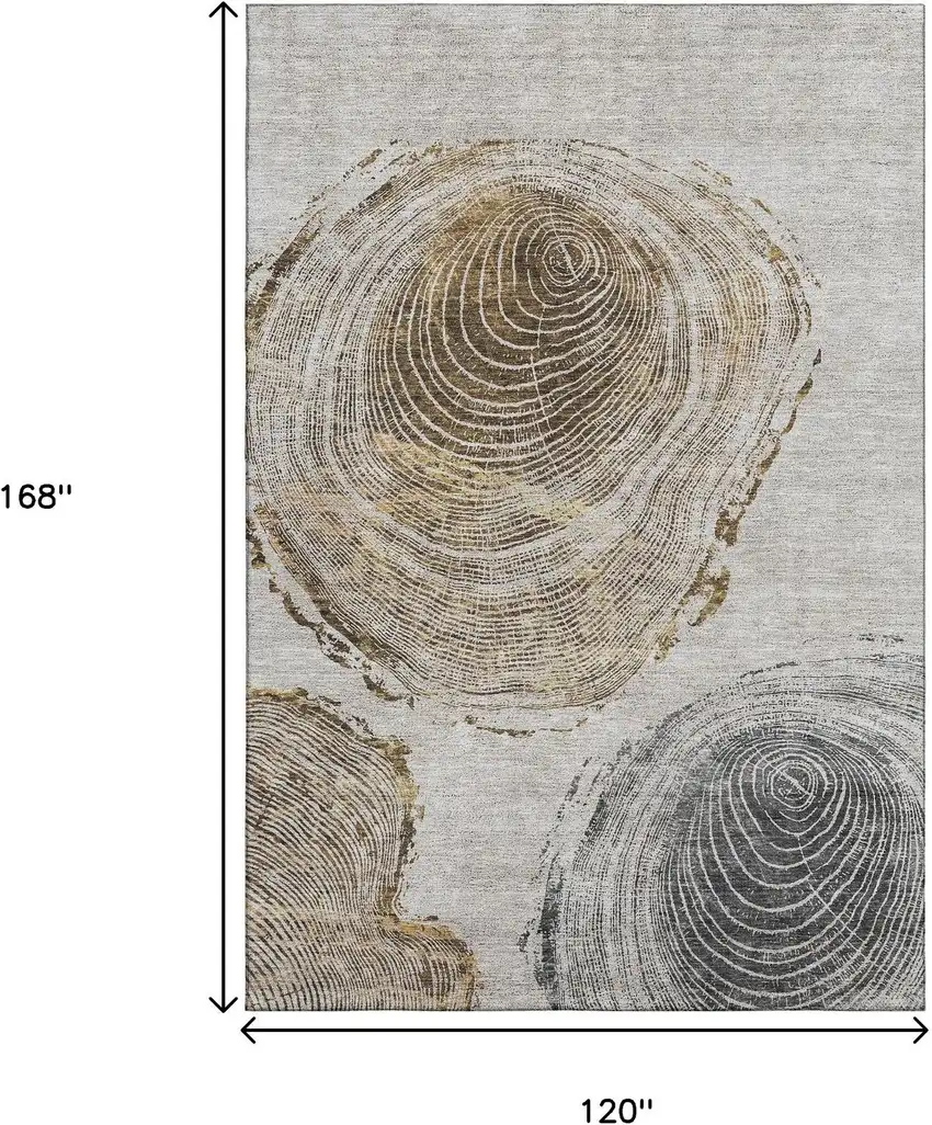 Taupe Brown And Ivory Woodland Lodge Washable Area Rug With UV Protection Photo 3