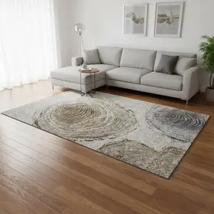Photo of Taupe Brown And Ivory Woodland Lodge Washable Area Rug With UV Protection