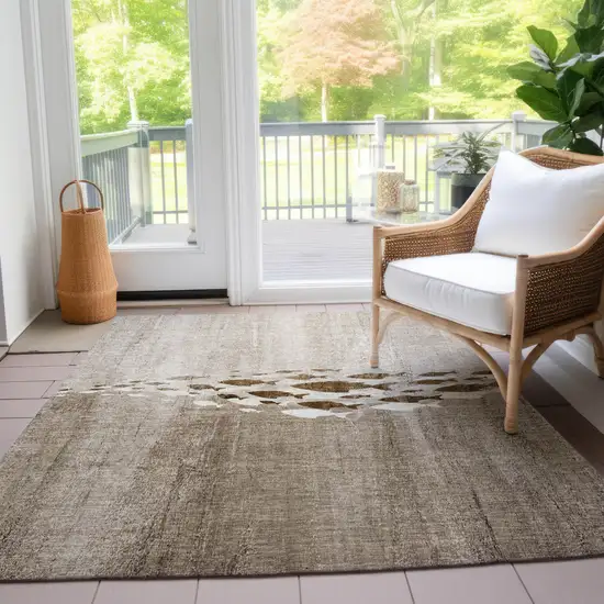 Taupe Brown And Khaki Nautical Washable Indoor Outdoor Area Rug Photo 8