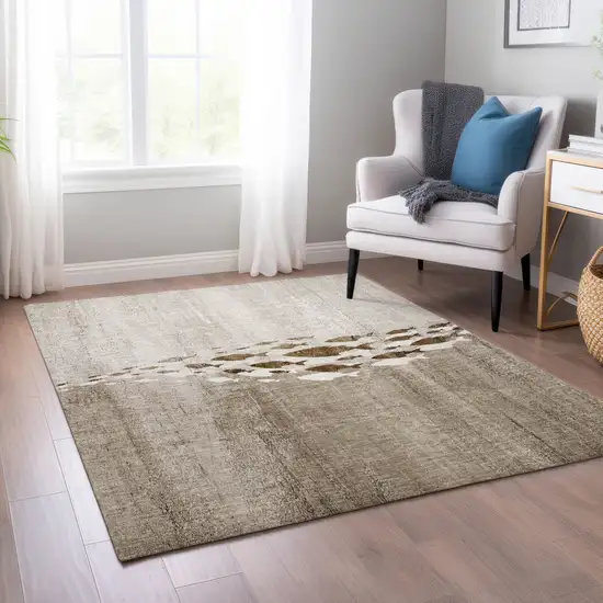 Taupe Brown And Khaki Nautical Washable Indoor Outdoor Area Rug Photo 7