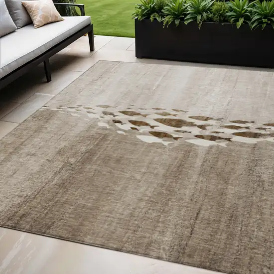 Taupe Brown And Khaki Nautical Washable Indoor Outdoor Area Rug Photo 1