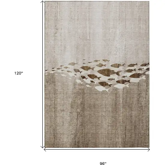 Taupe Brown And Khaki Nautical Washable Indoor Outdoor Area Rug Photo 9