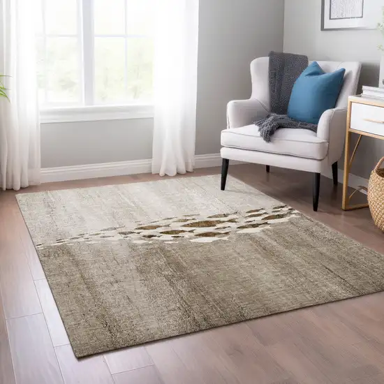 Taupe Brown And Khaki Nautical Washable Indoor Outdoor Area Rug Photo 6