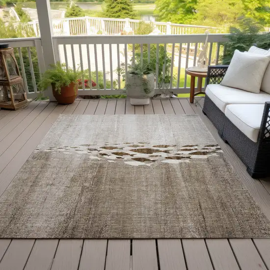 Taupe Brown And Khaki Nautical Washable Indoor Outdoor Area Rug Photo 8
