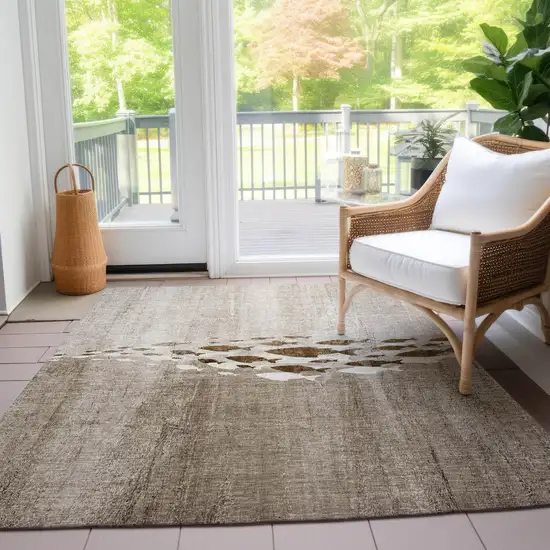 Taupe Brown And Khaki Nautical Washable Indoor Outdoor Area Rug Photo 7