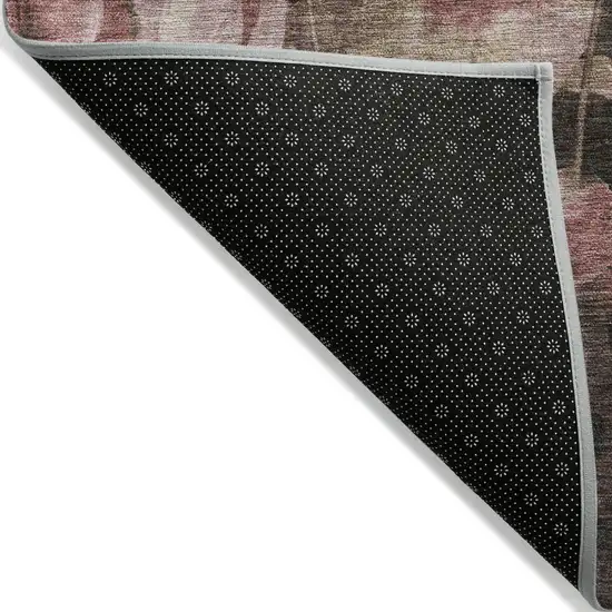 Taupe Brown And Pink Floral Washable Indoor Outdoor Area Rug Photo 6