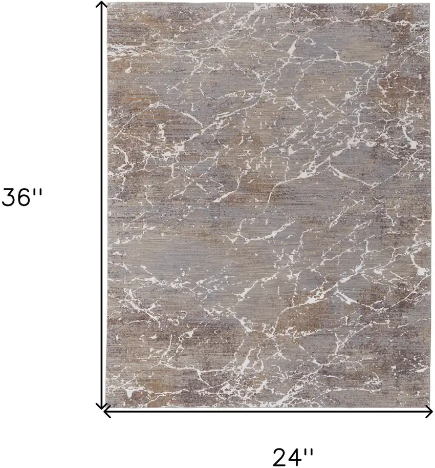 Taupe Brown and Ivory Abstract Power Loom Area Rug Photo 3