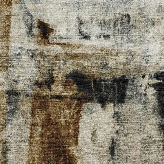 Taupe Charcoal And Brown Abstract Washable Area Rug With UV Protection Photo 3
