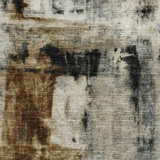 Taupe Charcoal And Brown Abstract Washable Area Rug With UV Protection Photo 3