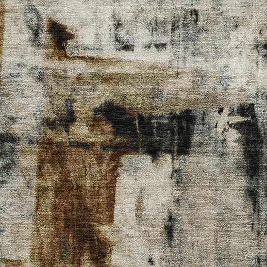 Taupe Charcoal And Brown Abstract Washable Area Rug With UV Protection Photo 3