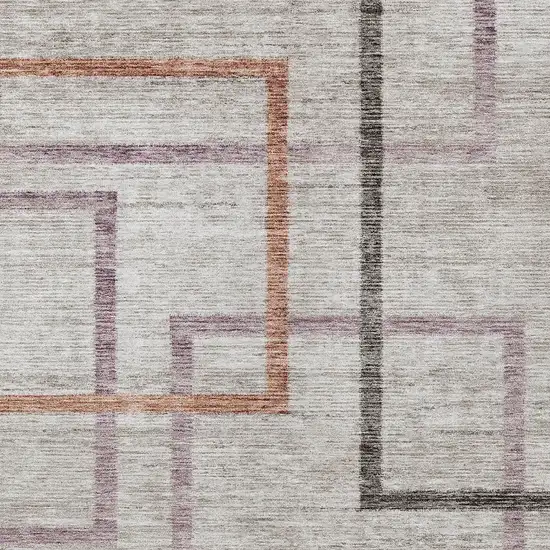 Taupe Charcoal And Copper Geometric Washable Indoor Outdoor Area Rug Photo 6
