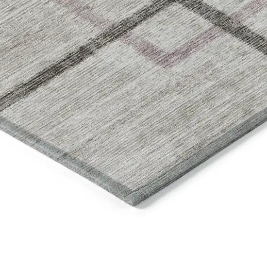 Taupe Charcoal And Copper Geometric Washable Indoor Outdoor Area Rug Photo 5
