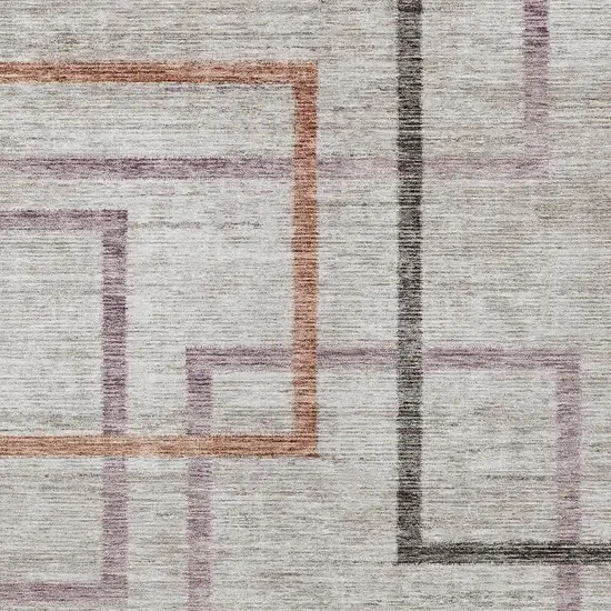 Taupe Charcoal And Copper Geometric Washable Indoor Outdoor Area Rug Photo 6