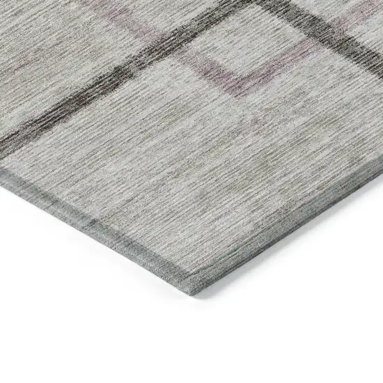 Taupe Charcoal And Copper Geometric Washable Indoor Outdoor Area Rug Photo 5