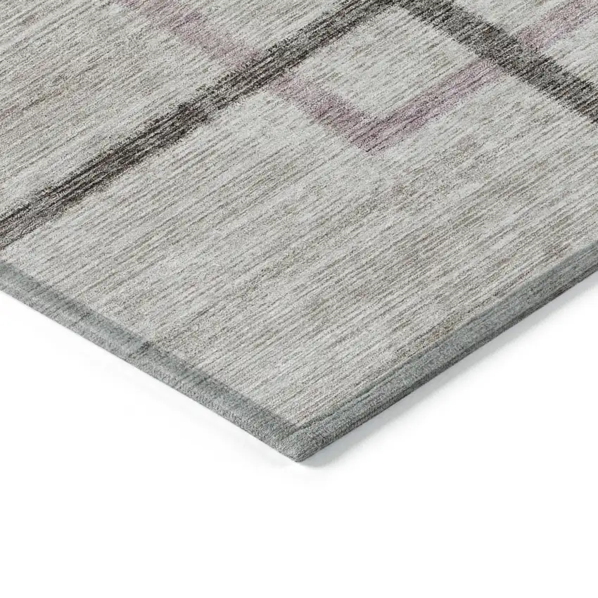 Taupe Charcoal And Copper Geometric Washable Indoor Outdoor Area Rug Photo 5