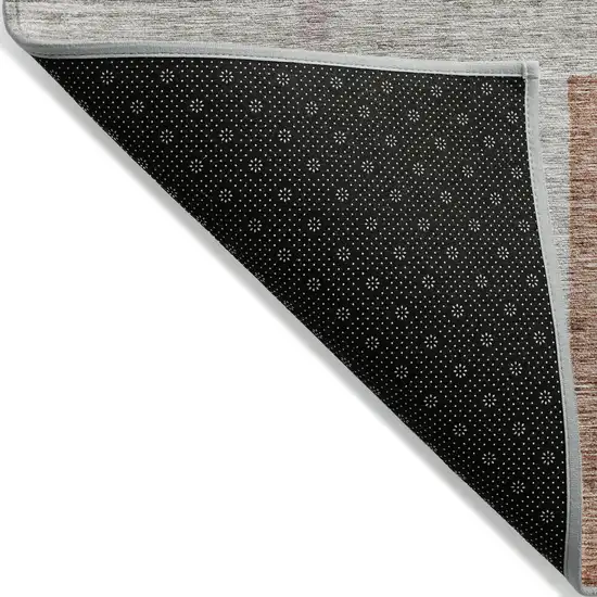 Taupe Charcoal And Copper Geometric Washable Indoor Outdoor Area Rug Photo 4