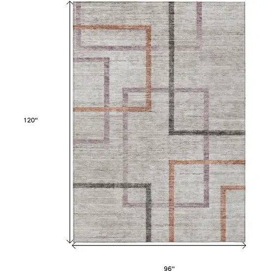 Taupe Charcoal And Copper Geometric Washable Indoor Outdoor Area Rug Photo 3