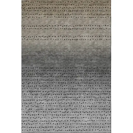 Taupe Charcoal And Gray Abstract Washable Area Rug With UV Protection Photo 3