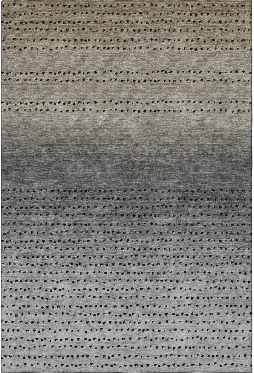 Taupe Charcoal And Gray Abstract Washable Area Rug With UV Protection Photo 3