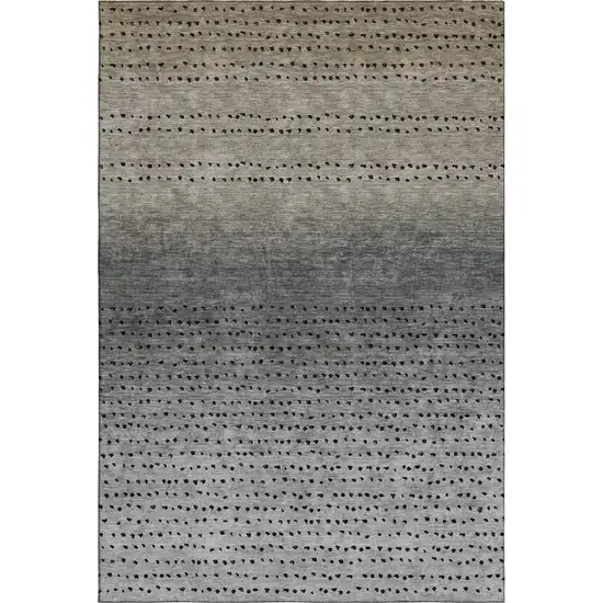 Taupe Charcoal And Gray Abstract Washable Area Rug With UV Protection Photo 1