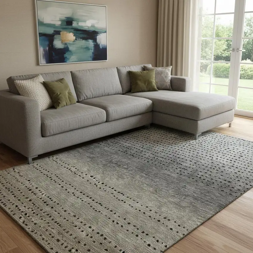 Taupe Charcoal And Gray Abstract Washable Area Rug With UV Protection Photo 2