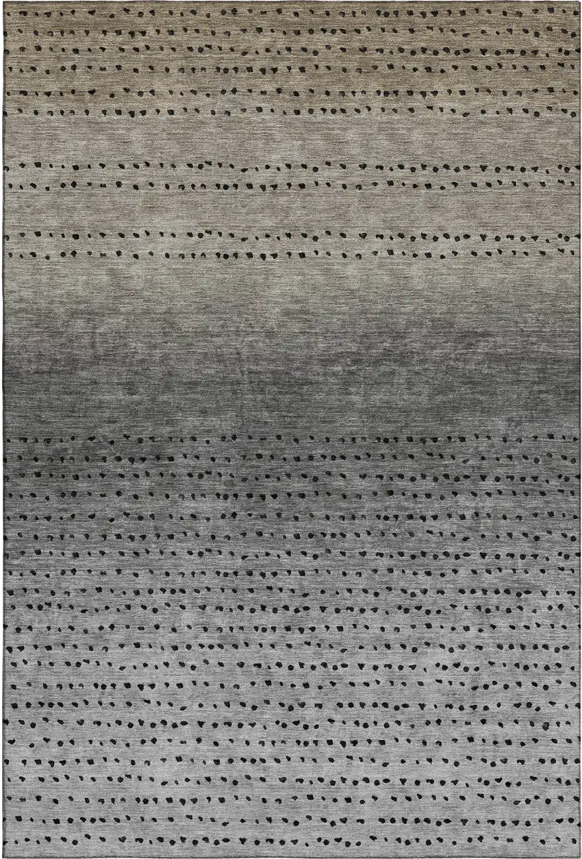 Taupe Charcoal And Gray Abstract Washable Area Rug With UV Protection Photo 1