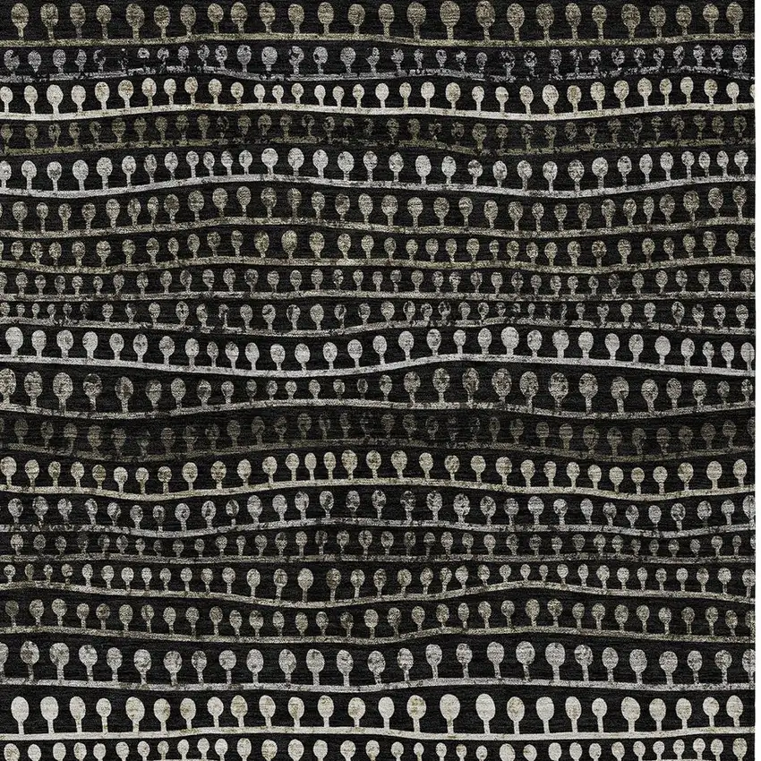 Taupe Charcoal And Gray Striped Washable Indoor Outdoor Area Rug Photo 7
