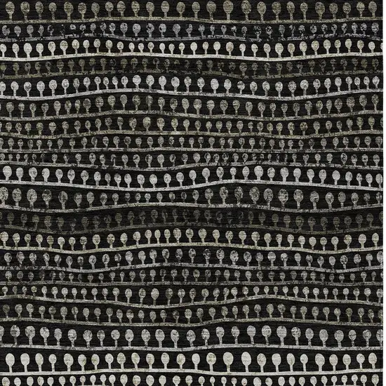 Taupe Charcoal And Gray Striped Washable Indoor Outdoor Area Rug Photo 7