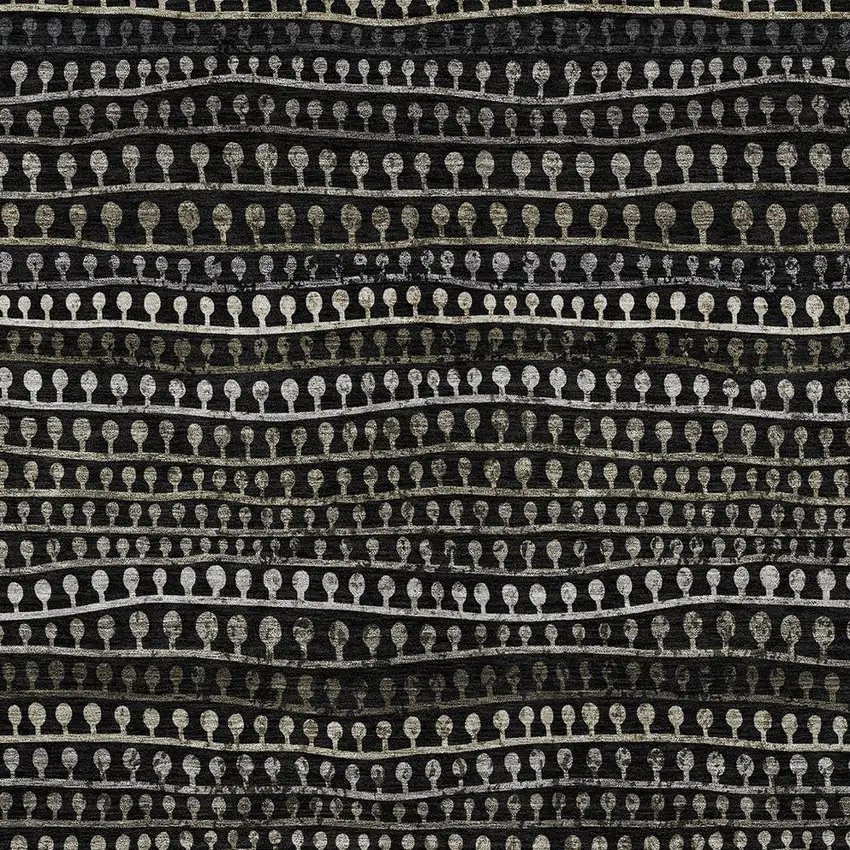Taupe Charcoal And Gray Striped Washable Indoor Outdoor Area Rug Photo 7