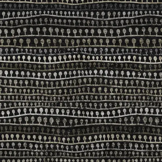 Taupe Charcoal And Gray Striped Washable Indoor Outdoor Area Rug Photo 7