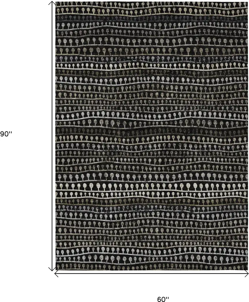 Taupe Charcoal And Gray Striped Washable Indoor Outdoor Area Rug Photo 3