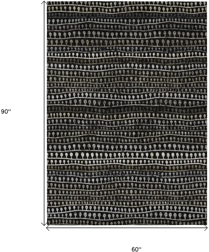Taupe Charcoal And Gray Striped Washable Indoor Outdoor Area Rug Photo 3