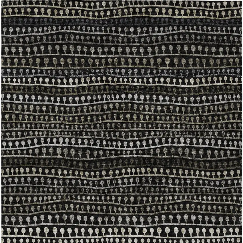 Taupe Charcoal And Gray Striped Washable Indoor Outdoor Area Rug Photo 8