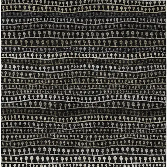 Taupe Charcoal And Gray Striped Washable Indoor Outdoor Area Rug Photo 8