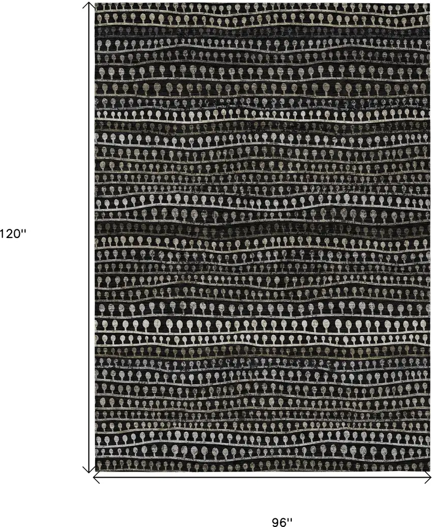 Taupe Charcoal And Gray Striped Washable Indoor Outdoor Area Rug Photo 3